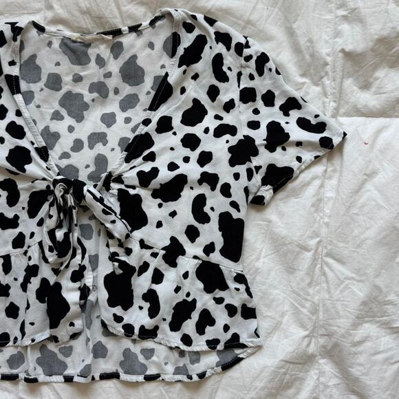 Black and White Cow Print Crop Top - Picture 5 of 9